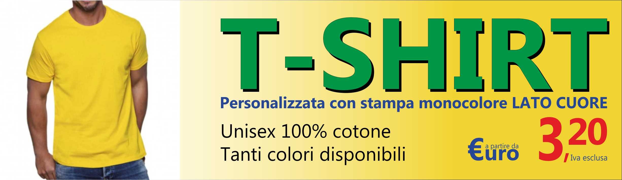 T-shirt bianca con 1 stampa ad 1 colore lato cuore